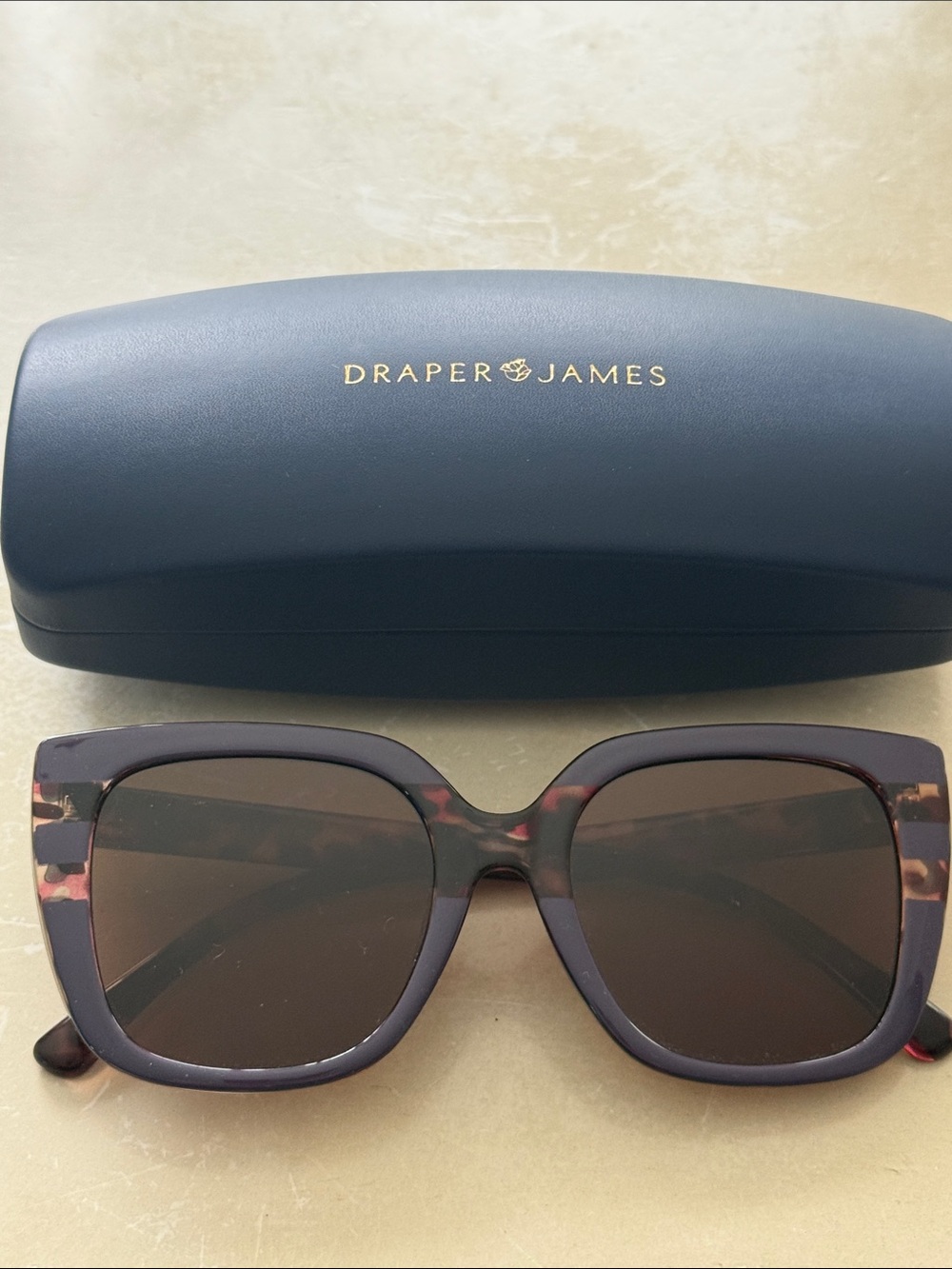 Draper James Women's Purple Tortoiseshell Square Sunglasses - Brown Lenses